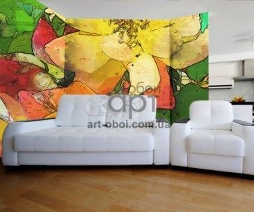 фотообои с цветами, листья, красивые фотообои в интерьере