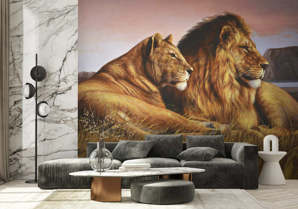 фотообои женщина лев в интерьере. кносский фрески львы. львы в мозаике. фреска лев. фреска лев.