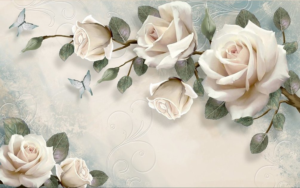 Фотошпалери Великі троянди, тематика: 3D квіти