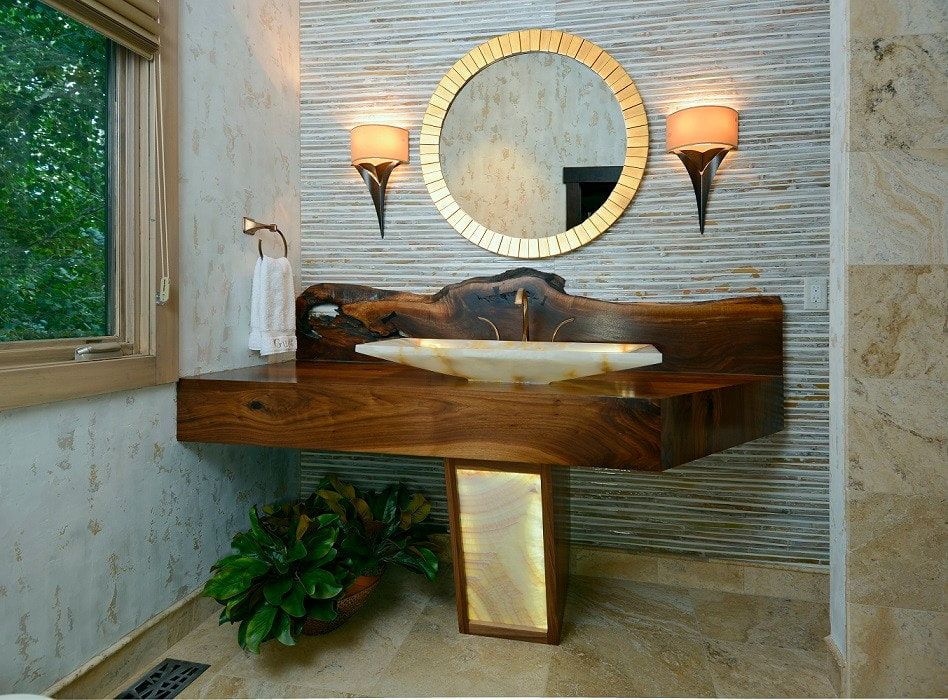 шпалери бамбукові в обробці ванної