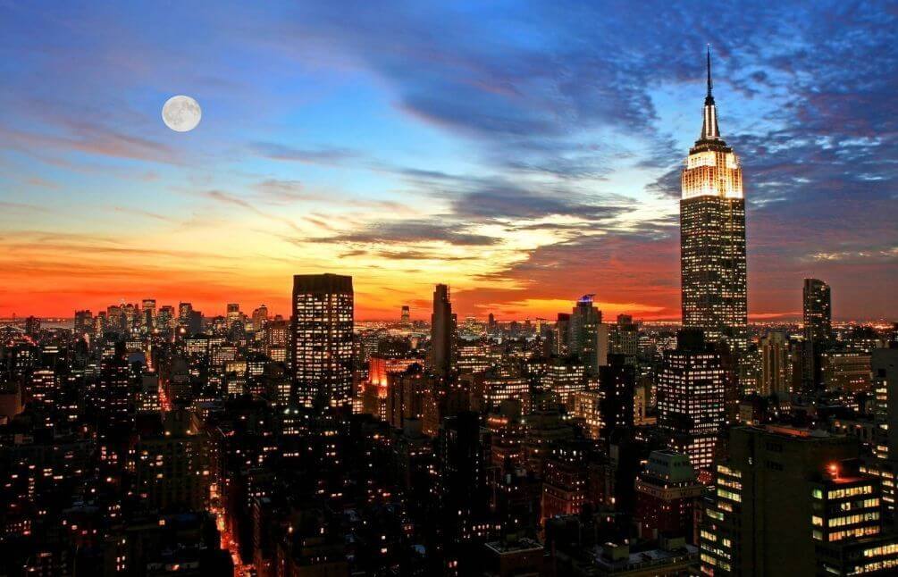 Фотообои Закат в Нью-Йорке, тематика: Нью-Йорк