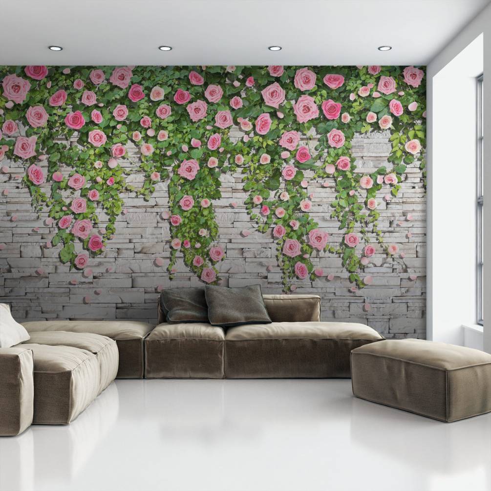 Фотообои Розовая вьющаяся роза, тематика: 3Д розы