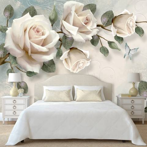 3d photo rose flower wallpaper on the tv wall