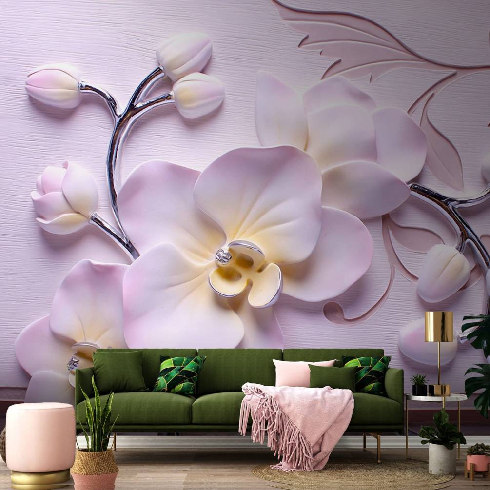 Фотошпалери Ніжно-рожеві орхідеї, тематика: Барельєф
